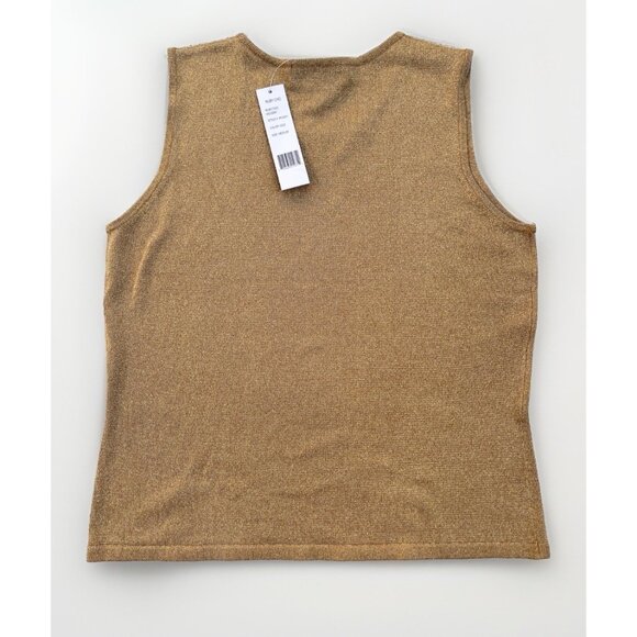 Ruby Cho Sleeveless Shimmer Gold Holiday Top RC4051 Size M Silk Blend NWT - Picture 11 of 13